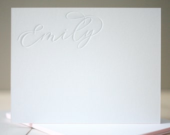 Personalized Thank You Notes, Letterpress Stationery, Edge Painted Notecards - Emily Custom Stationery