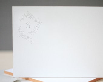 Letterpress Stationery - Cascade Initial Monogram Stationery, Personalized Stationery, Letterpress Thank You Notes