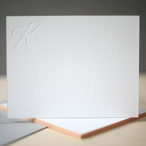 Calligraphy Letterpress Stationery - White Garden Initial Monogram Stationery, Personalized Stationery, Letterpress Thank You Notes