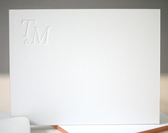 Monogrammed Stationery, Letterpress Thank You Notes, Edge Painted Personalized Notecards - Modern Monogram Custom Stationery