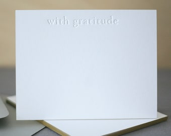 Letterpress Stationery | With Gratitude | Edge Painted Letterpress Thank You Notes | Wedding Thank You Notes