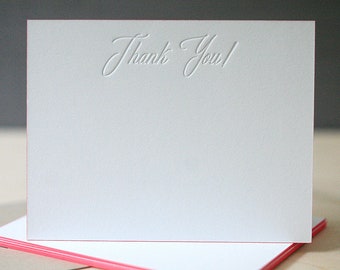 Letterpress Edge Painted Stationery - Calligraphy Thank You! Notes, Letterpress Notecards