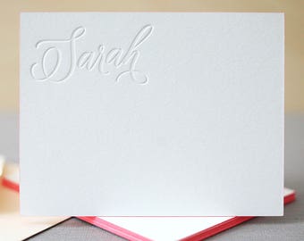 Letterpress Edge Painted Notecards - Sarah Custom Stationery