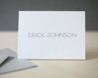 Tarjetas de notas Erick Letterpress - Notas de agradecimiento personalizadas, papelería tipográfica personalizada, notas de agradecimiento comerciales para él