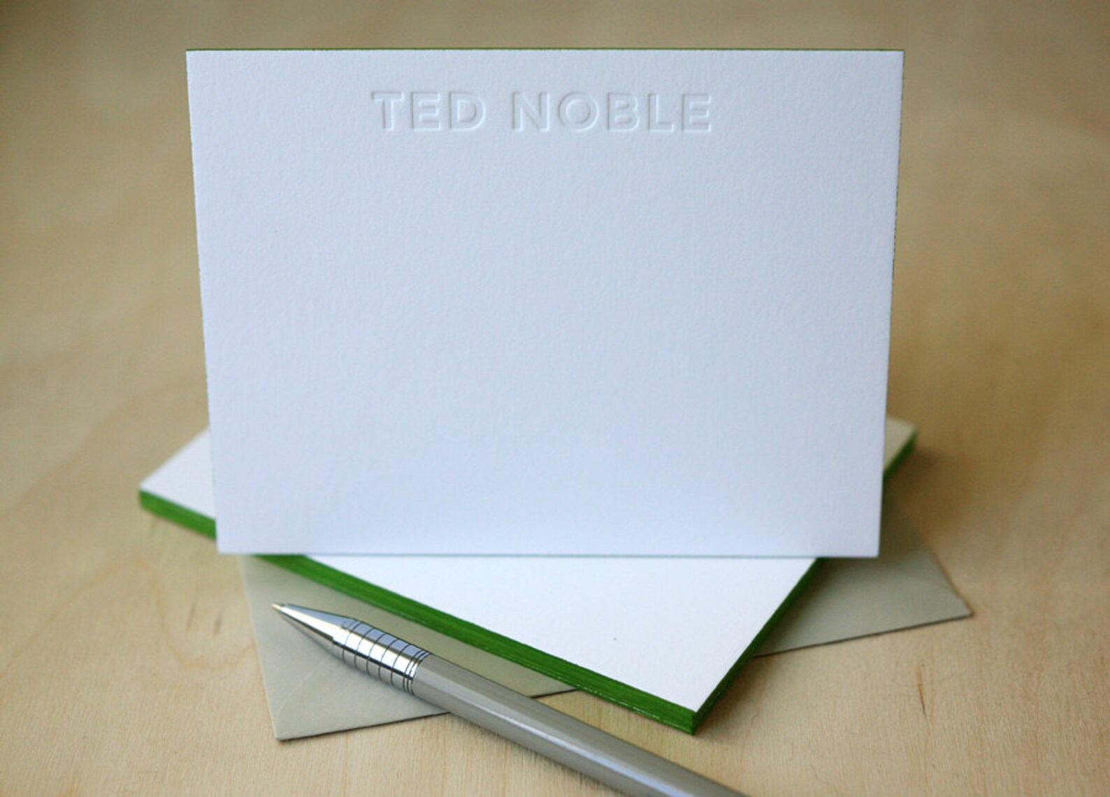 Letterpress Edge Painted Notecards Theodore Custom Etsy
