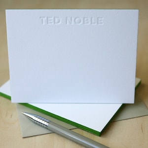 Letterpress Edge Painted Notecards Theodore Custom Stationery image 1