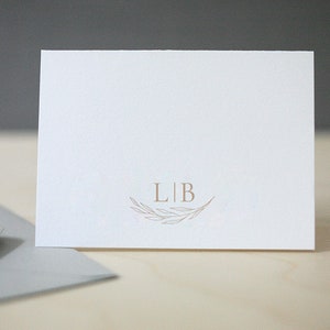 Tarjetas de notas Sprig Monogram Letterpress - Notas de agradecimiento con monograma, Papelería tipográfica personalizada, Notas de agradecimiento de boda