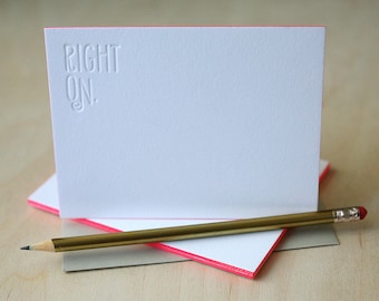 Letterpress Edge Painted Stationery - Right On Notes