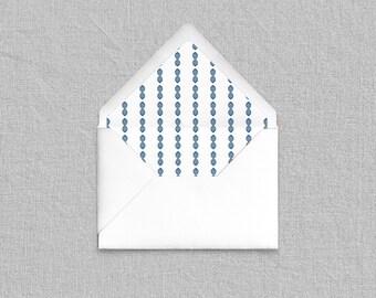 Blue Beads Envelope Liners - Add-On for Custom Stationery, Modern Patterned Envelope Liners