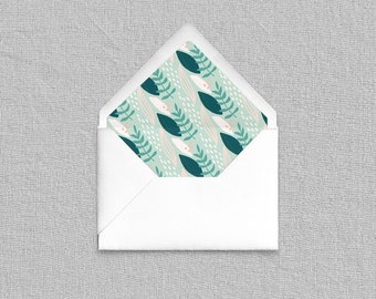 April Showers Envelope Liners - Add-On for Custom Stationery, Modern Floral Envelope Liners