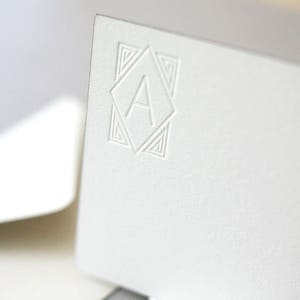 Letterpress Edge Painted Notecards Deco Monogram Custom Stationery, Personalized Stationery image 2