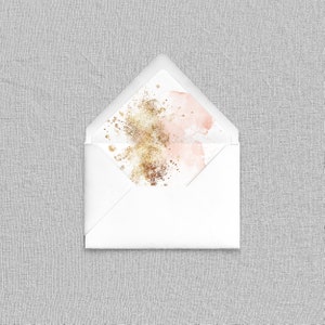 Blush Spatter Envelope Liners - Add-On for Custom Stationery, Modern Watercolor Envelope Liners