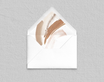 Taupe Paint Strokes Envelope Liners - Add-On for Custom Stationery, Painted Envelope Liners