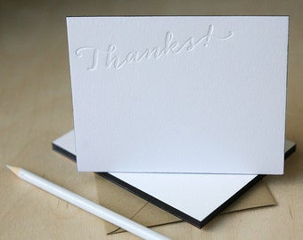 Letterpress Edge Painted Stationery - Calligraphy Thanks Notes