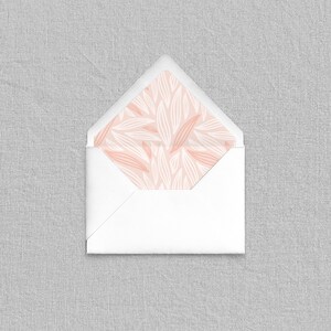 Blushing Leaves Envelope Liners - Add-On for Custom Stationery, Modern Patterned Envelope Liners