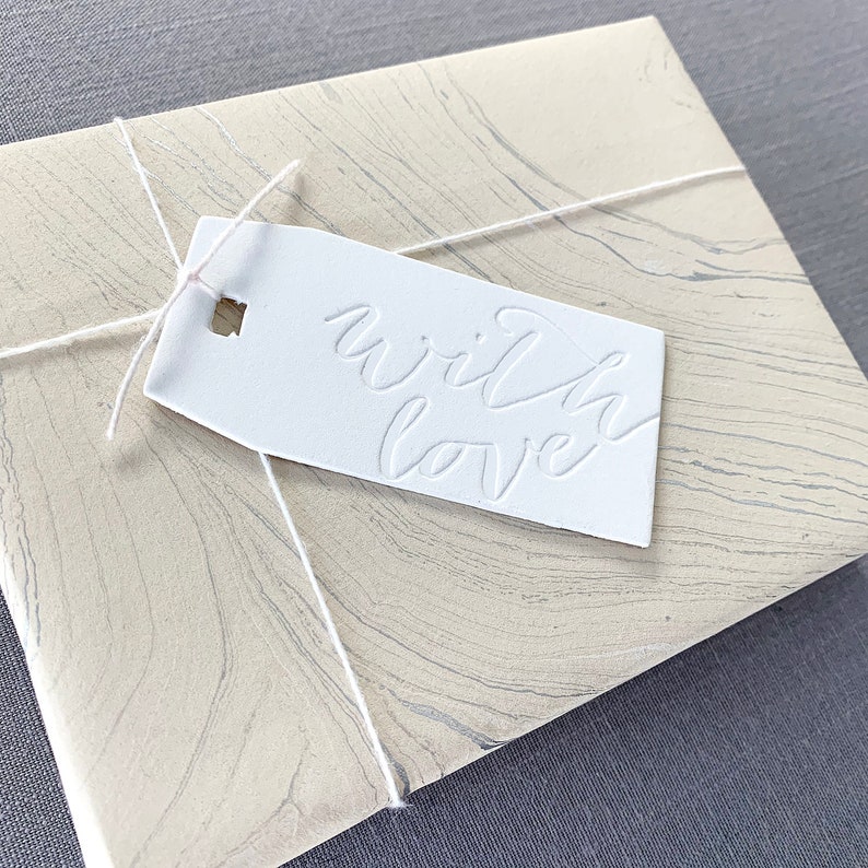 Letterpress Gift Tags Calligraphy Christmas Gift Tags With Love Giftwrap Packaging Tags image 2