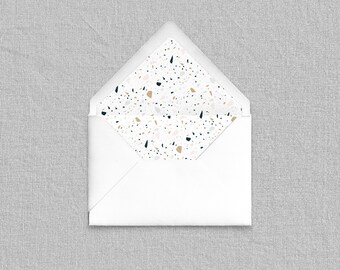 White Terrazzo Envelope Liners - Add-On for Custom Stationery, Modern Patterned Envelope Liners