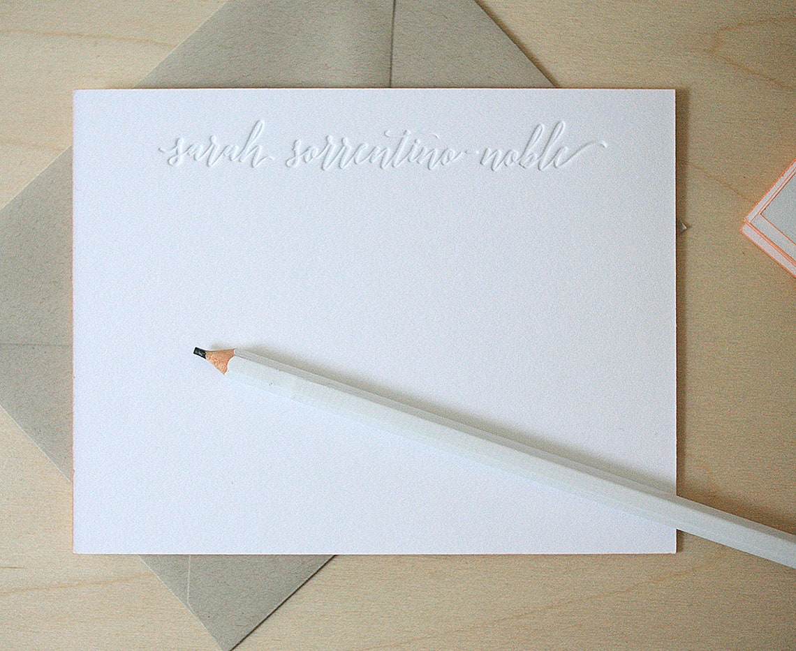 Personalized Letterpress Notecards Signature Custom Etsy