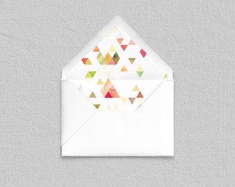 Light Triangles Envelope Liners - Add-On for Custom Stationery, Modern Watercolor Envelope Liners