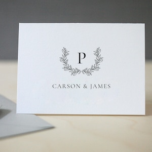 Carson Monogram Letterpress Notecards - Monogram Thank You Notes, Custom Letterpress Stationery, Wedding Thank You Notes