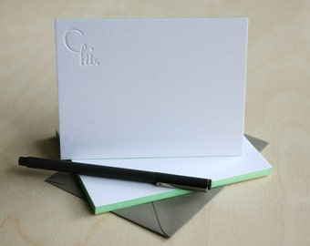 Letterpress Edge Painted Stationery - Hi Notes