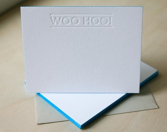 Letterpress Edge Painted Notecards - Woo Hoo Notes