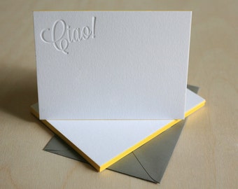 Letterpress Edge Painted Notecards - Ciao Notes