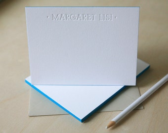 Letterpress Edge Painted Notecards - Margaret Custom Stationery