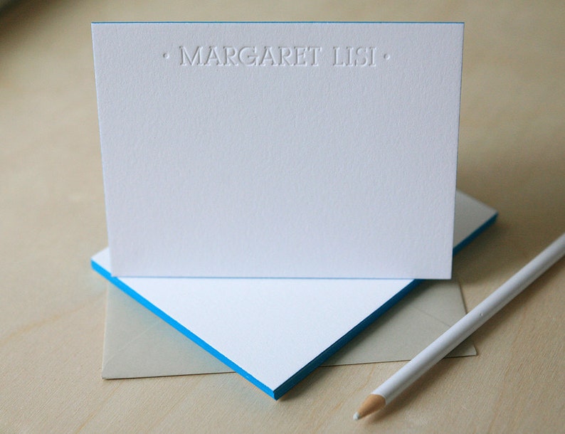 Letterpress Edge Painted Notecards Margaret Custom Stationery image 1