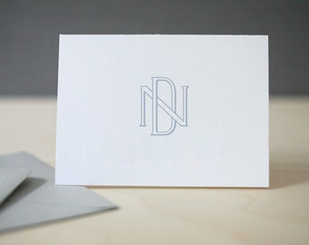Lineup Duogram Letterpress Notecards - Notas de agradecimiento con monograma, papelería tipográfica personalizada, notas de agradecimiento de boda