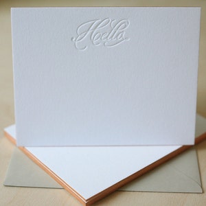 Letterpress Edge Painted Notecards Hello Notes image 1