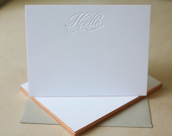 Letterpress Edge Painted Notecards - Hello Notes