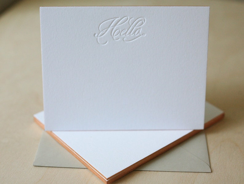 Letterpress Edge Painted Notecards Hello Notes image 1