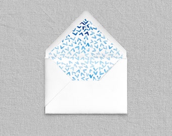 Shibori Triangles Envelope Liners - Add-On for Custom Stationery, Modern Watercolor Envelope Liners