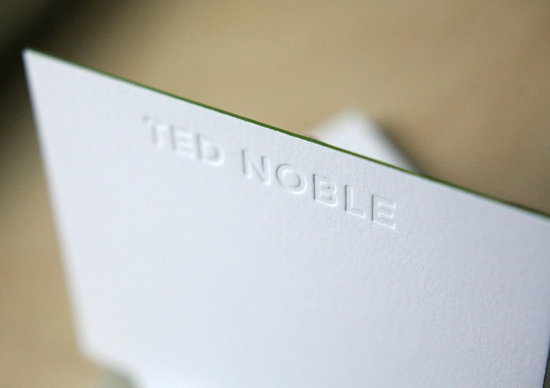 Letterpress Edge Painted Notecards Theodore Custom Etsy