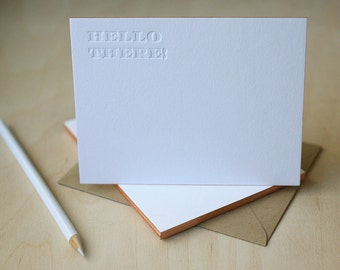 Letterpress Edge Painted Notecards - Hello There Notes