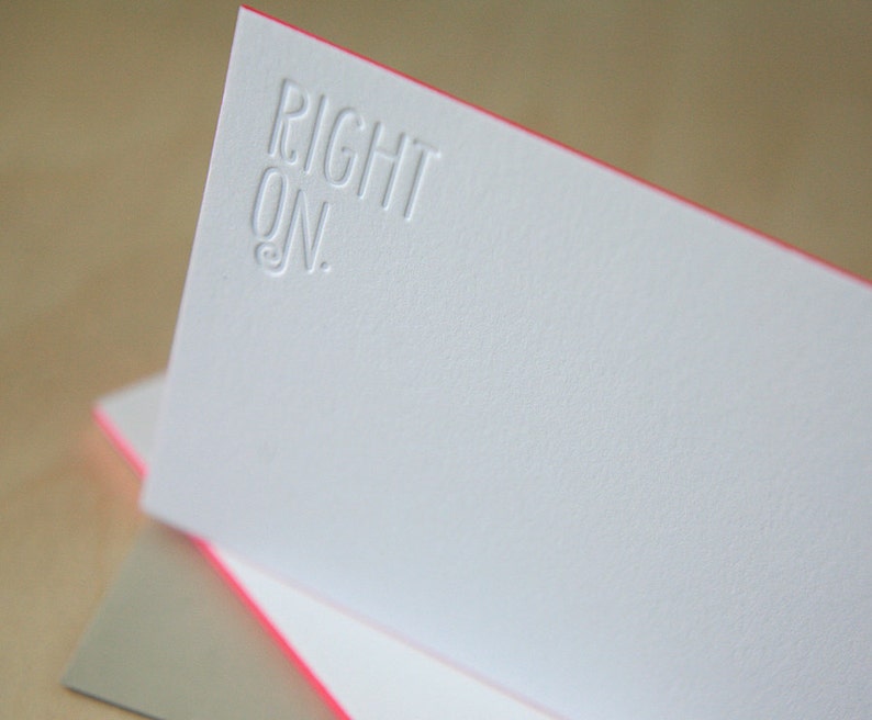 Letterpress Edge Painted Stationery Right On Notes image 2