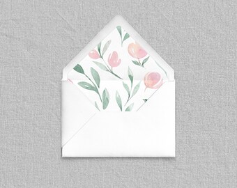 Springtime Buds Envelope Liners - Add-On for Custom Stationery, Classic Floral Envelope Liners