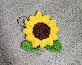 Handmade Crochet Sunflower Keychain – Flower Bag Charm