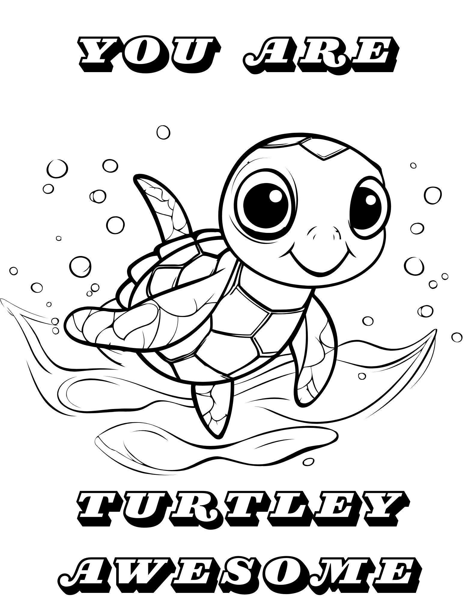 Printable Turtle Valentine Coloring Pages for Kids - Etsy