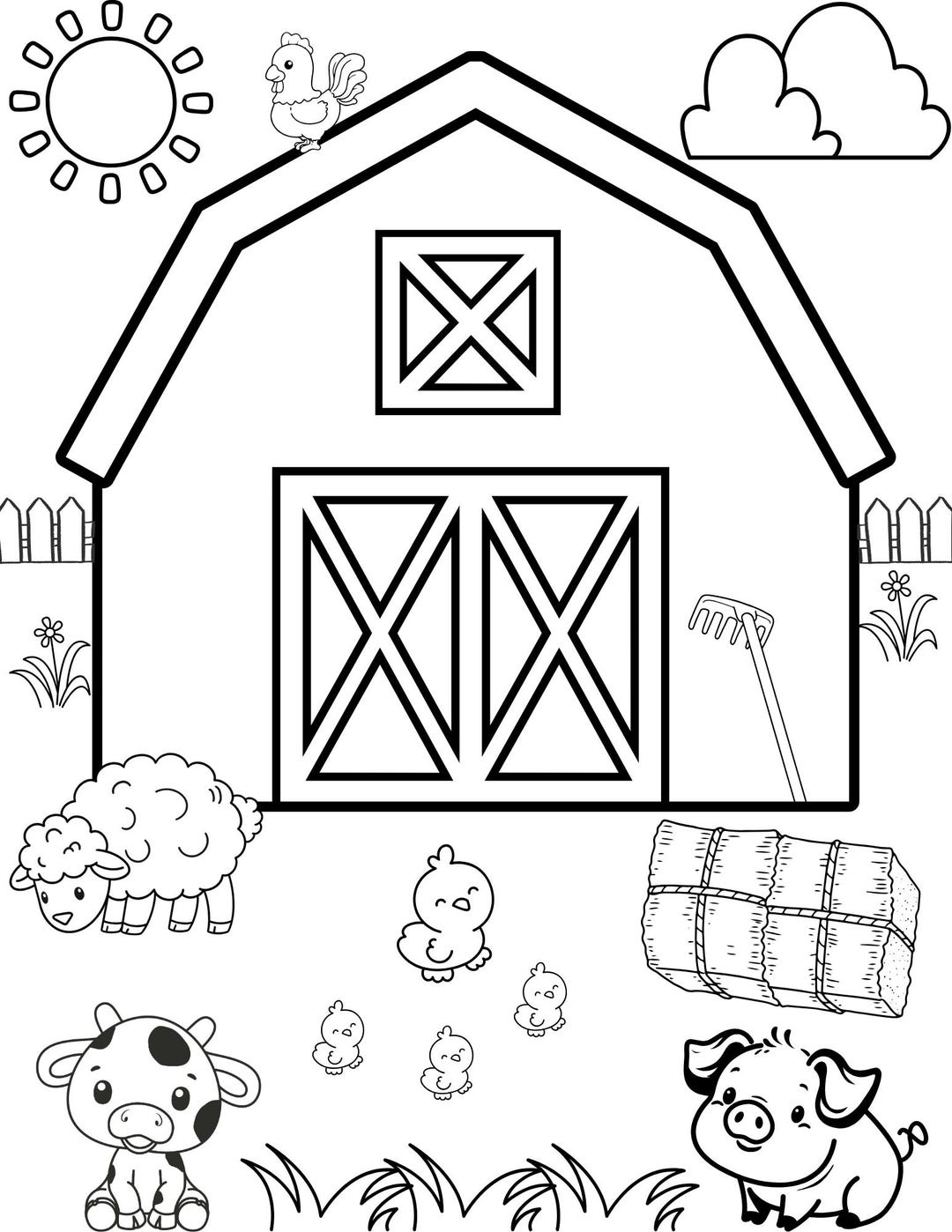 10 Printable Kids Farm Coloring Pages - Etsy
