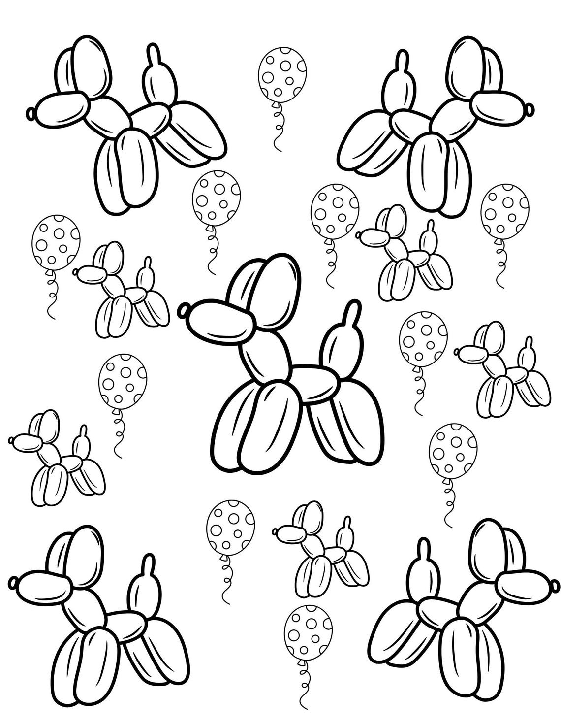 10 Printable Balloon Dog Coloring Pages - Etsy