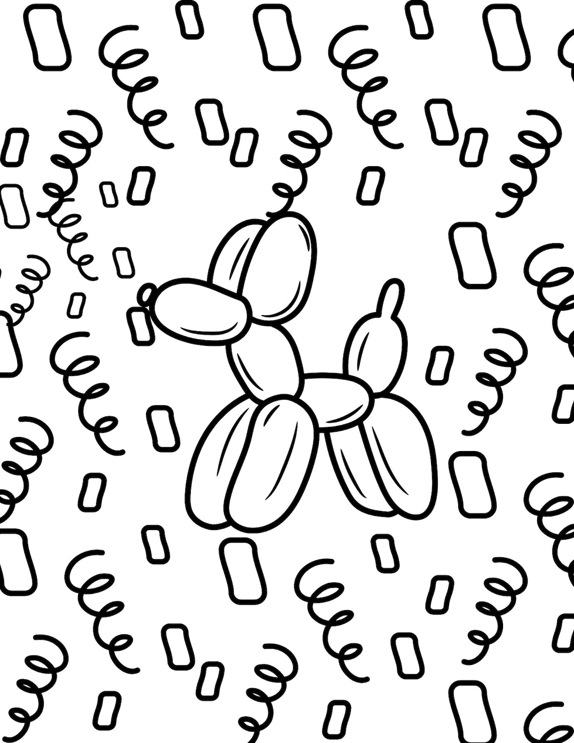10 Printable Balloon Dog Coloring Pages - Etsy