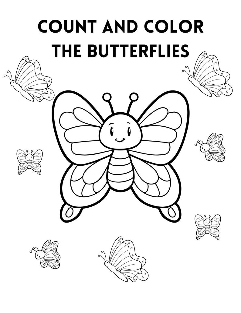 10 Printable Spring Coloring and Counting Activity Pages for Kids. - Etsy