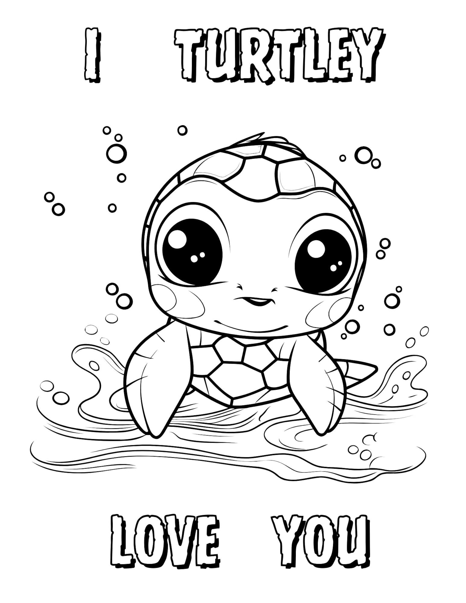 Printable Turtle Valentine Coloring Pages for Kids - Etsy
