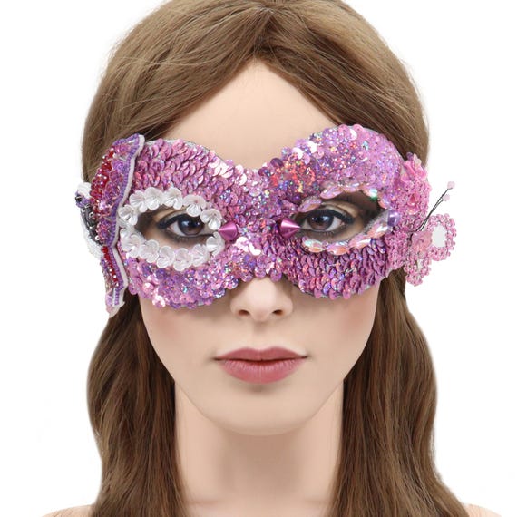 Purple Sequin Masquerade Mask: Venetian Mardi Gras Mask  display picture 2