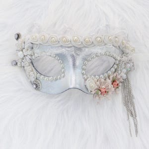Silver Tassel Masquerade Mask: Venetian Mardi Gras Mask