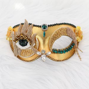 Gold Masquerade Mask: Fiery Eyes, Venetian Style