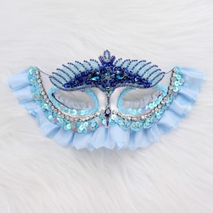 Blue Swan Masquerade Mask: Venetian Style, Mardi Gras, Halloween