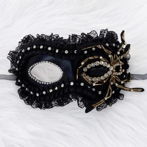 Black & Gold Spider Masquerade Mask: Venetian Mardi Gras Mask